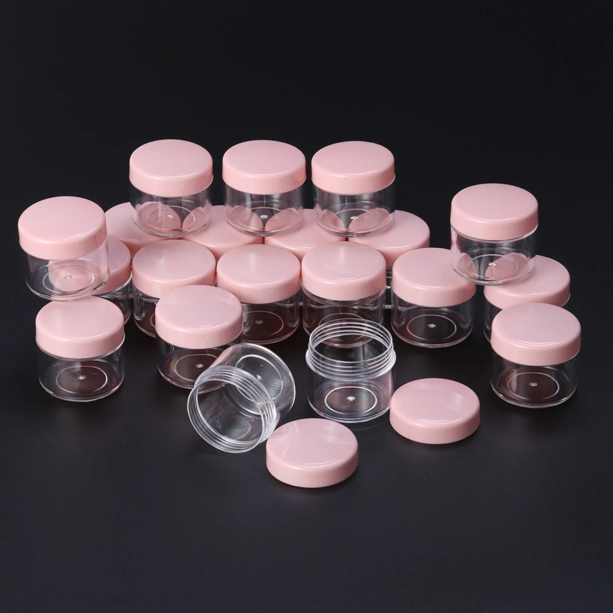 

20Pcs 20g Mini Portable Round Pot Bottles Travel Sample Empty Container for Facial Cream Shampoo Lotion (Pink)