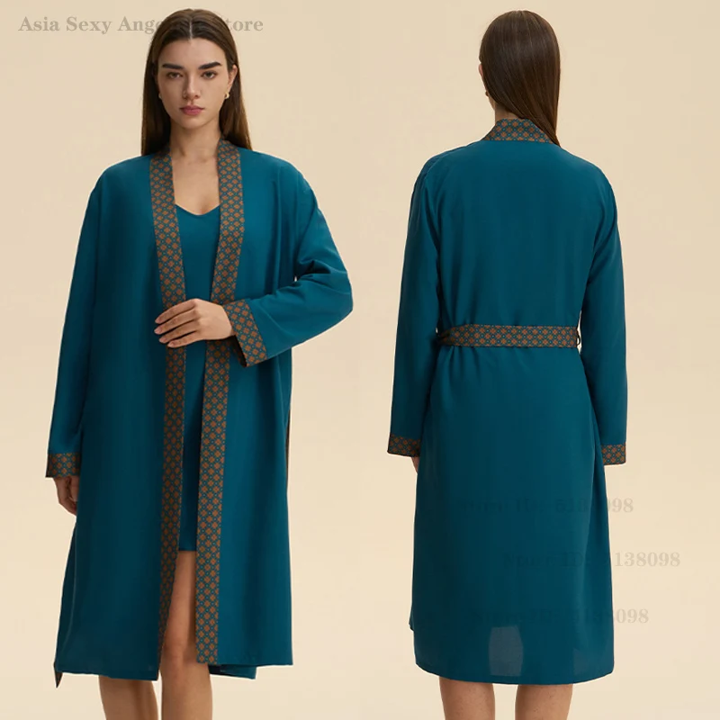 

Sexy Nighty&Robe Set Female Spring Summer New Bathrobe Kimono Spaghetti Strap Nightdress Lingerie Sleepwear Home Dressing Gown