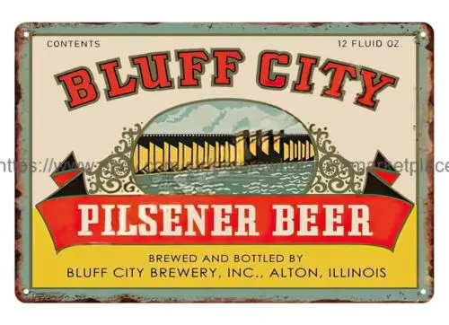 Bluff City Pilsener beer Bar garage bar decor metal tin sign decor in home