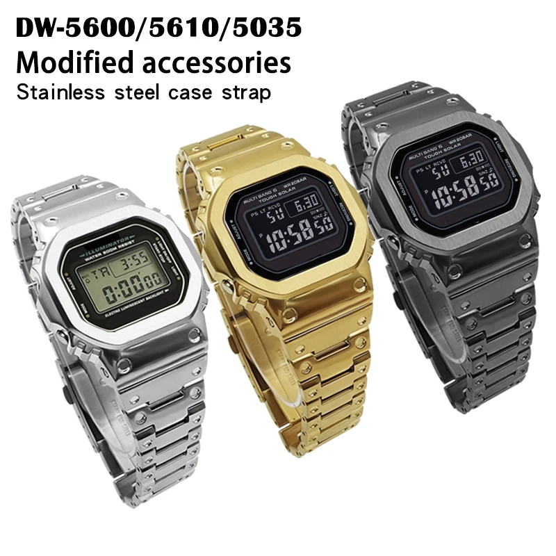 adapt-to-gm-5600-dw5600-5610-stainless-steel-case-strap-modification-watch-accessories