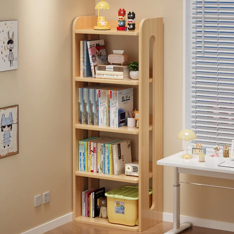 Wood Bookshelf, Floor-standing Storage Rack, Integrated Wall-Mounted Cabinet, Storage Cabinet, Student Home Display Cabinet