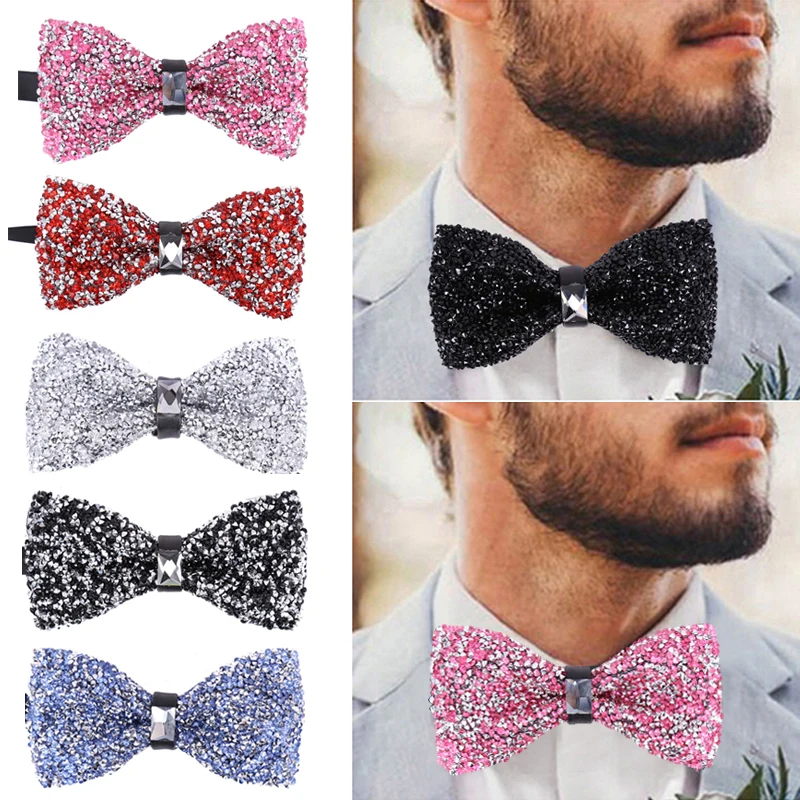 เพชรผู้ชาย Bowtie ผีเสื้อจัดเลี้ยงงานแต่งงาน Shining คริสตัล Bow Tie ชายเสื้อผ้ากุลสตรีธุรกิจ Party Bowknot เนคไท