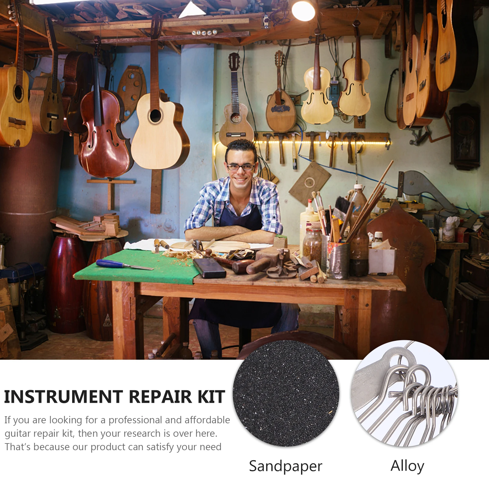 

19pcs Guitar Repair Tools Kit Premium Maintenance Saddle Nut Files Sandpaper Understring Radius Gauges Luthier Setup For