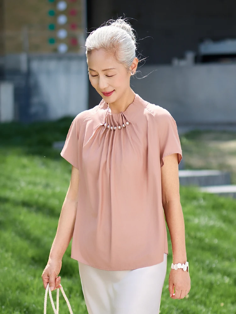 Muzhi 중년 어머니를위한 세련된 반팔 얇은 티셔츠 - Summer Clothing Women Over 50 리뷰 및 가격