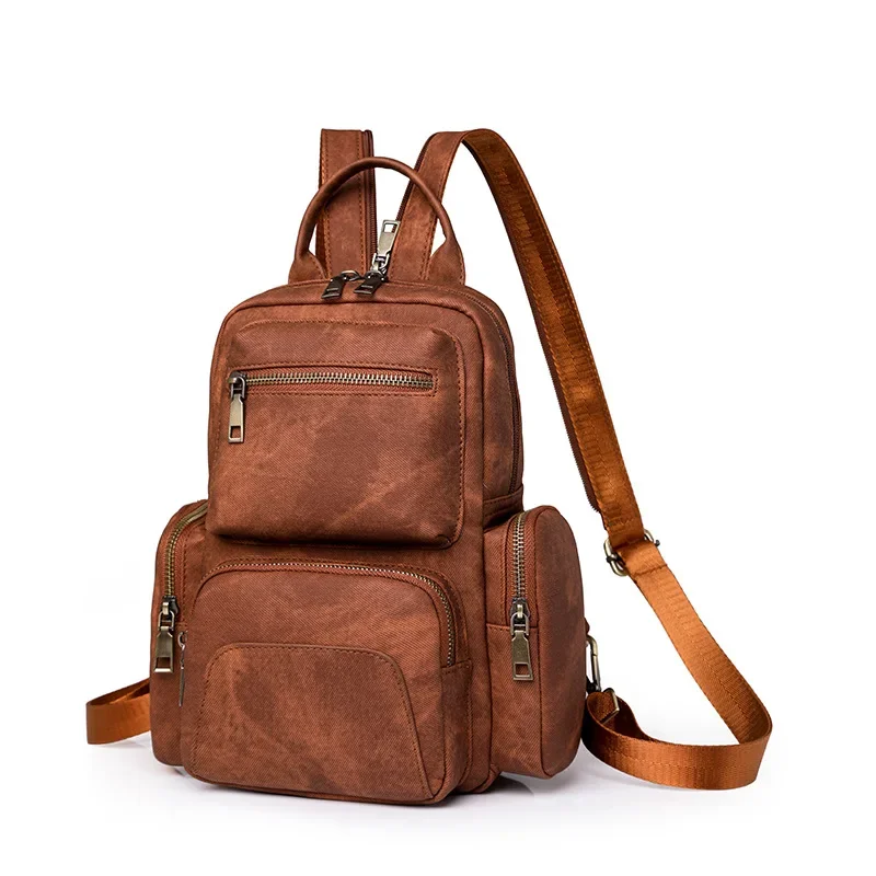 

Men Bag Multi Functional Genuine Leather Men's Chest Bag Pack Small Backpack Casual Leather Crossbody Bags Male Shoulder Bags