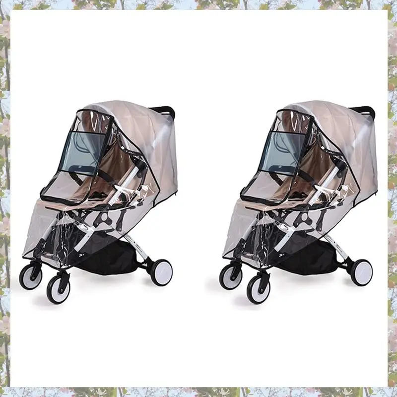 

Eco-Friendly-2X Stroller Rain Cover Universal, Baby Travel Weather Shield, Windproof Waterproof, Protect From Dust Snow