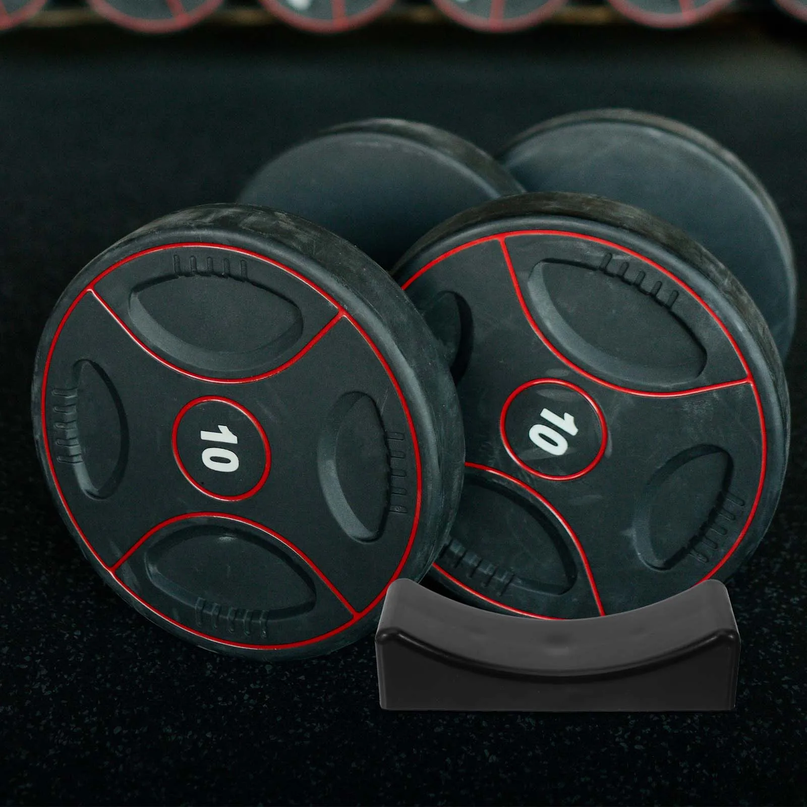 4 قطعة رف تخزين الدمبل البلاستيك مستقرة دائم حامل الوزن حامل للدمبل الصالة الرياضية استخدام حامل الدمبل بار جرس الوسادة #1