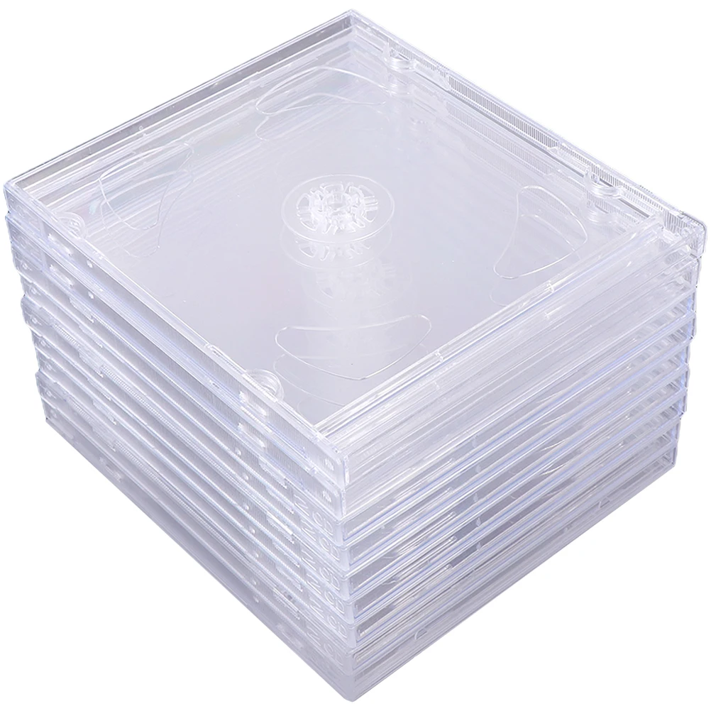 9pcs Case Clear Acrylic Double CD Boxes Transparent DVD Cases Portable Storage Holders for Travel CD Rack Home Use