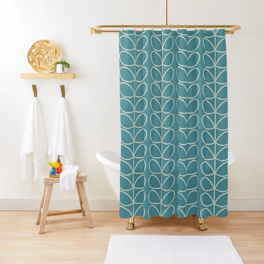 

orla kiely linear stem ,blue, white, kiely pattern, orla kiely floral Shower Curtain Shower Bath Bathroom Shower Curtain