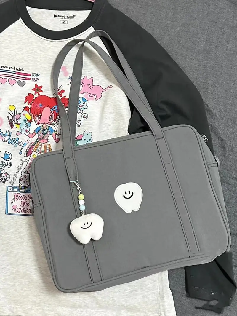 Ins Tooth Cute Grey borsa a tracolla per Laptop borsa a mano MacBook Air Pro 13 13.3 custodia per PC da 14.1 pollici valigetta da viaggio regalo di