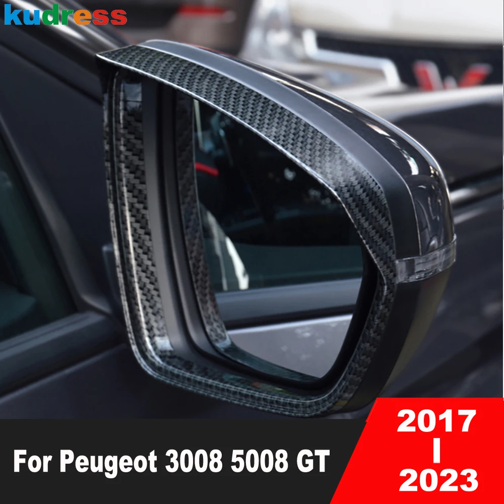 For Peugeot 3008 5008 GT 2017-2020 2021 2022 2023 Carbon Side Door Rearview Mirror Eyebrow Cover Trim Rain Guard Sun Visor Trims