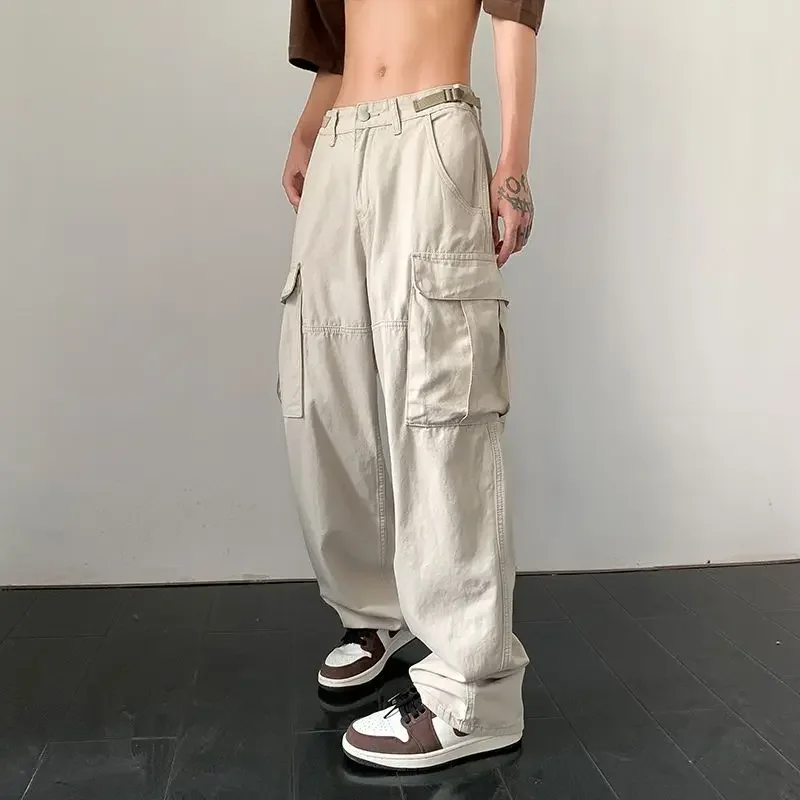 

Streetwear Cargo Pants Men Wide Leg Oversize Pants Techwear Casual Straight Long Trousers Y2k Sweatpants Male Clothes 2023 New