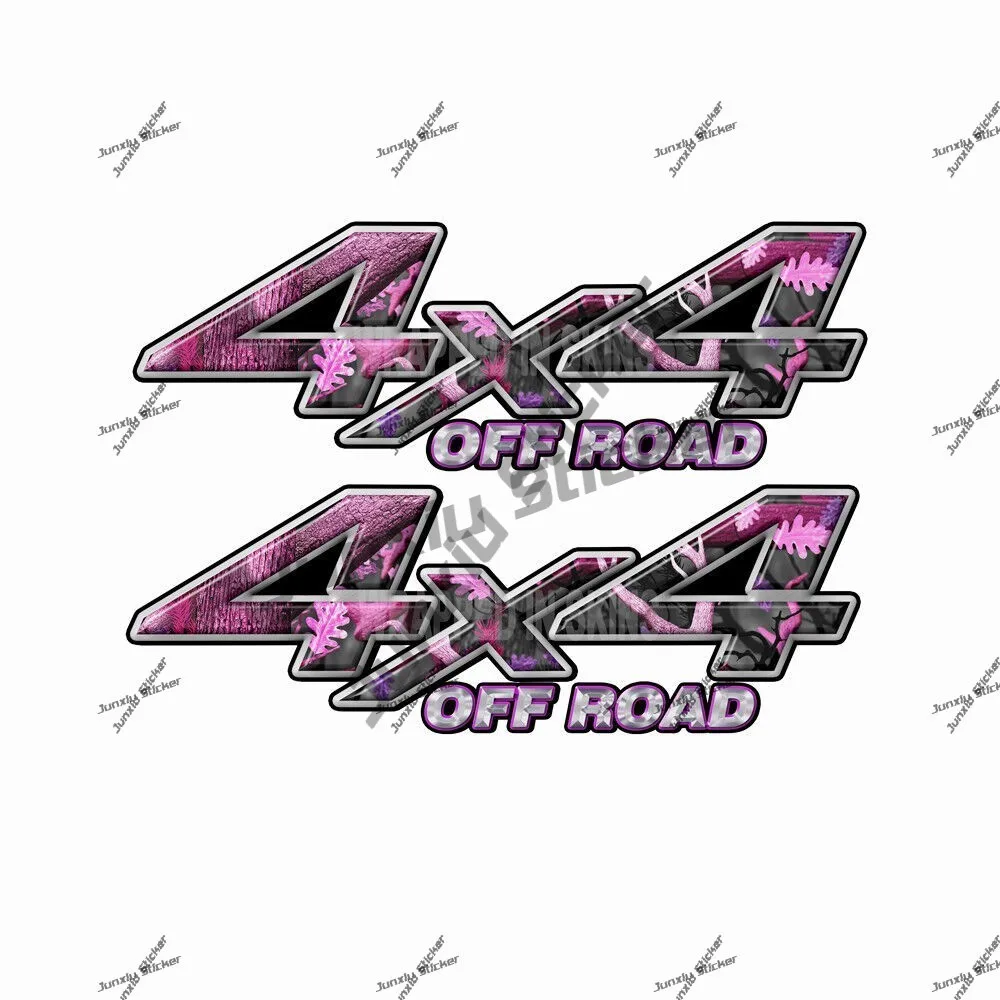 

2 Pieces 4x4 Offroad Sticker Pink Camo Truck Accessories Truck 4x4 Off Road Decals Accessories Trunk VAN RV SUV Scratch-Proof