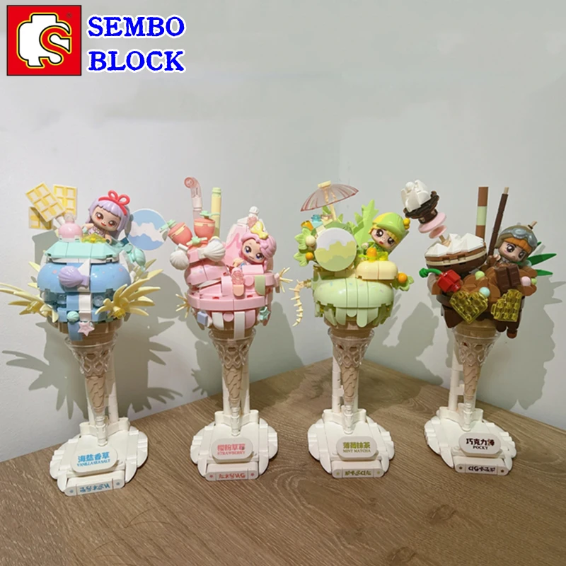 

SEMBO BLOCK Candy Planet Series Ice Cream Model Kawaii Children's Toys Valentine's Day Gift Anime Peripheral Ornaments