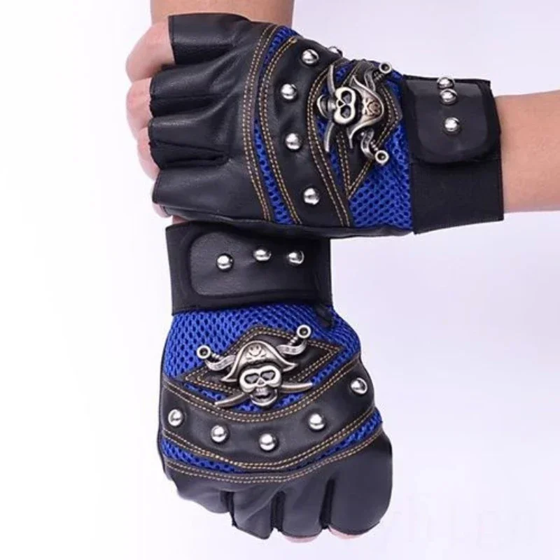 A Pair of Pirate Skulls Half Finger Moto Gloves Male Performance Street Dance Break Sports Cycling Glove Outdoor Cycling Glove