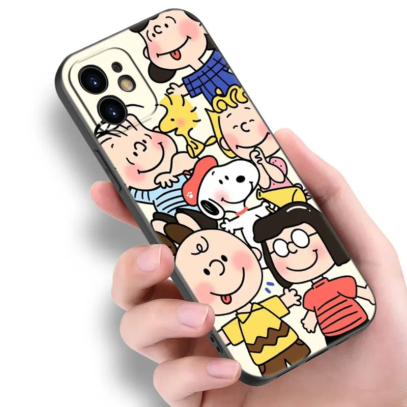 Cute Cartoon S-Snoopy Black Phone Case For Huawei Pura70 Pro Plus P60 Pro P50 P40 P30 P20 Pro P10 Lite PSmart Z PSmart 2021