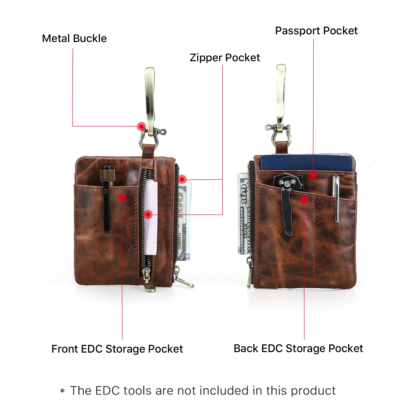 Hiram EDC Pouch Mini Wallet Key Card Carrier Holder Small Travel Waist Bag Camping Hiking Hunting Accessories Pouch image 3