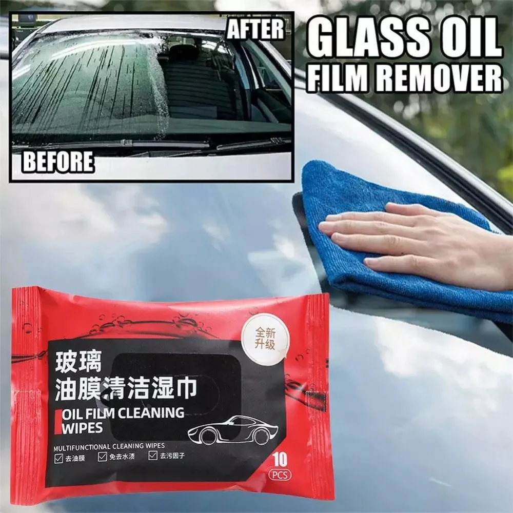 5 Bags Portable Car Glass Oil Film Removal Wipes Dusting Wipes Anti-rain Car Windshield Glass Cleaner Oil Stain Cleaner Anti-fog