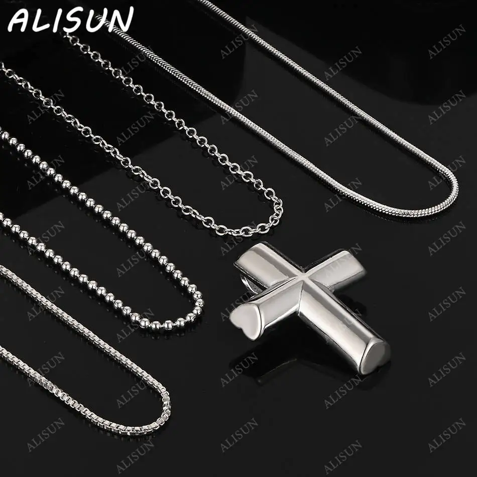 

ALISUN 40-75cm 925 Sterling Silver Cross Pendant Necklace For Women Men Charm Trend Birthday Gifts Fashion Party
