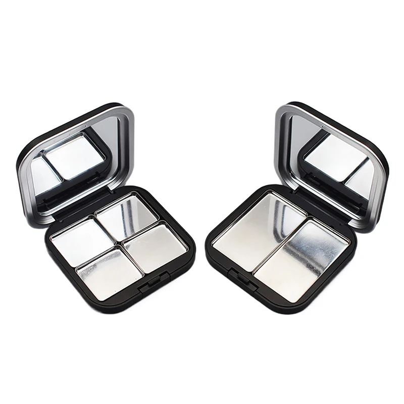 Palette de maquillage carrée vide à aspiration magnétique avec miroir, fard à paupières, blush, boîte noire mate avec panier, conteneur de blush cosmétique