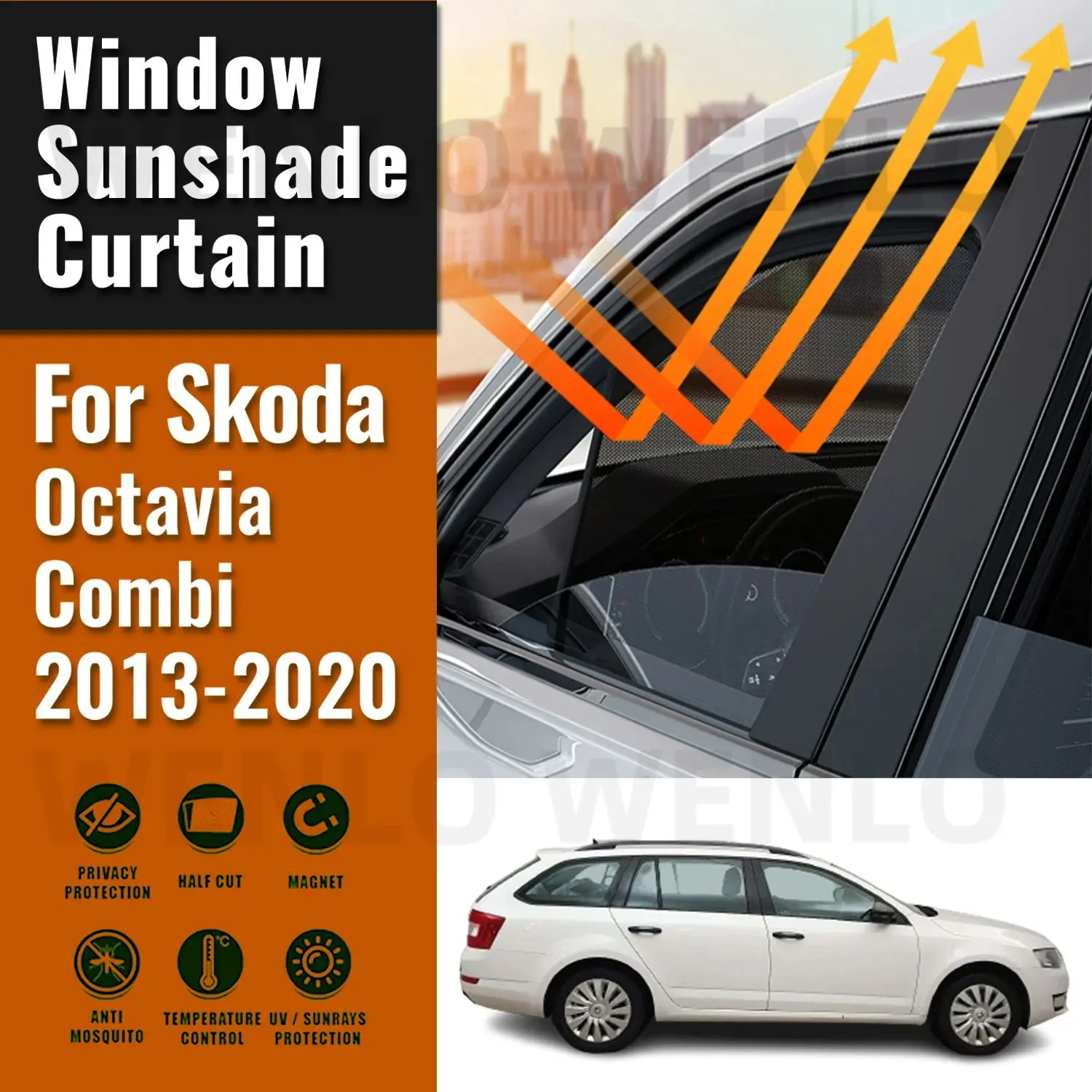 

For Skoda Octavia Combi 2013-2020 Magnetic Car Sunshades Front Rear Windshield Blind Curtain Baby Side Window Sun Shade Visor