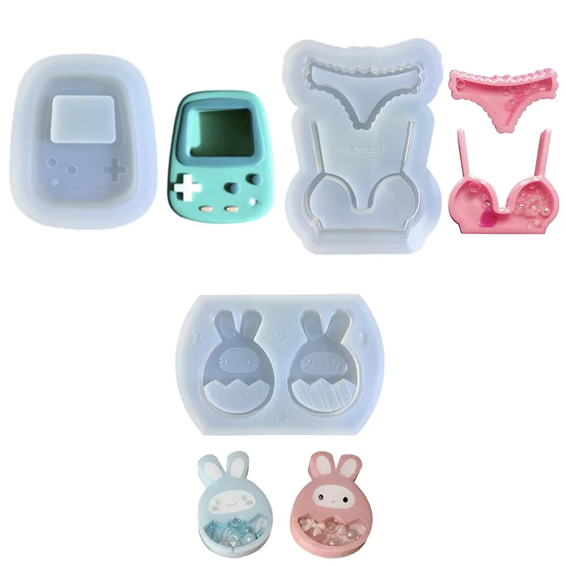Moldes de silicona de arena movediza, Molde de resina de fundición, agitador, botella de Perfume, molde epoxi para llavero colgante DIY, fabricación