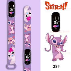 Relojes digitales Disney Stitch para niños, figuras de Anime, reloj luminoso LED táctil, reloj deportivo electrónico resistente al agua, regalo de cumpleaños para niños