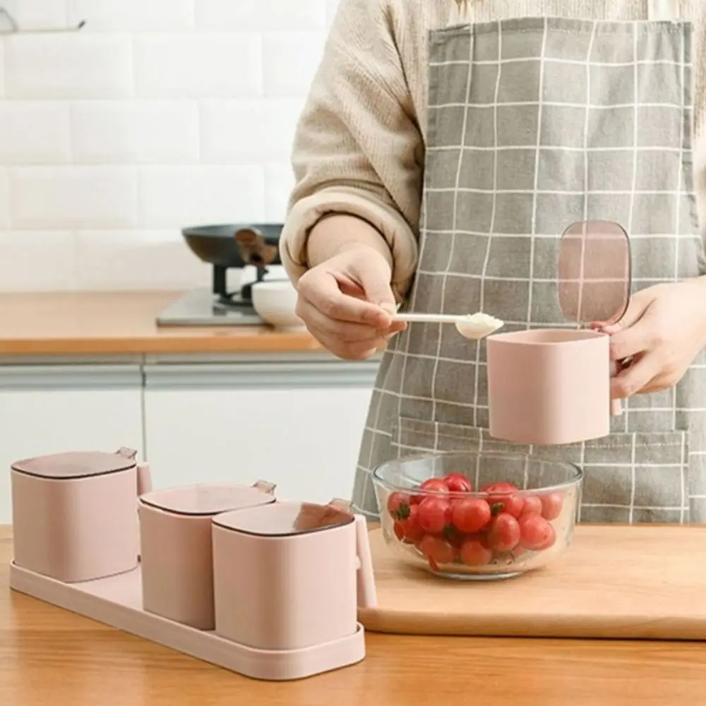 

Spice Tools Airtight Spices Box Dividing Grids Anti Slip Condiment Bottle Plastic with Spoon Seasoning Organizer Cooking