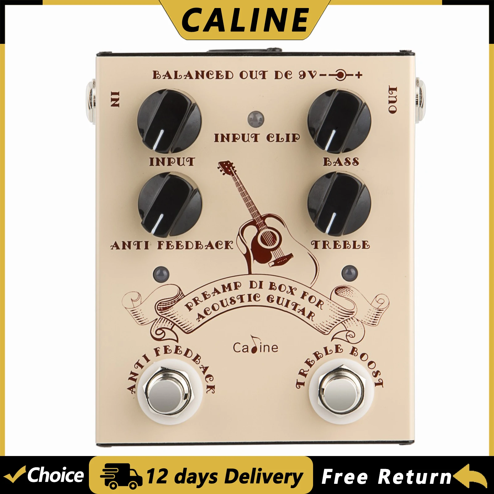 Caline CP-40 محاكي تأثير الغيتار الصوتية دواسة DI صندوق خزانة الصوتية الغيتار دواسة صحيح الالتفافية Preamps الغيتار الملحقات