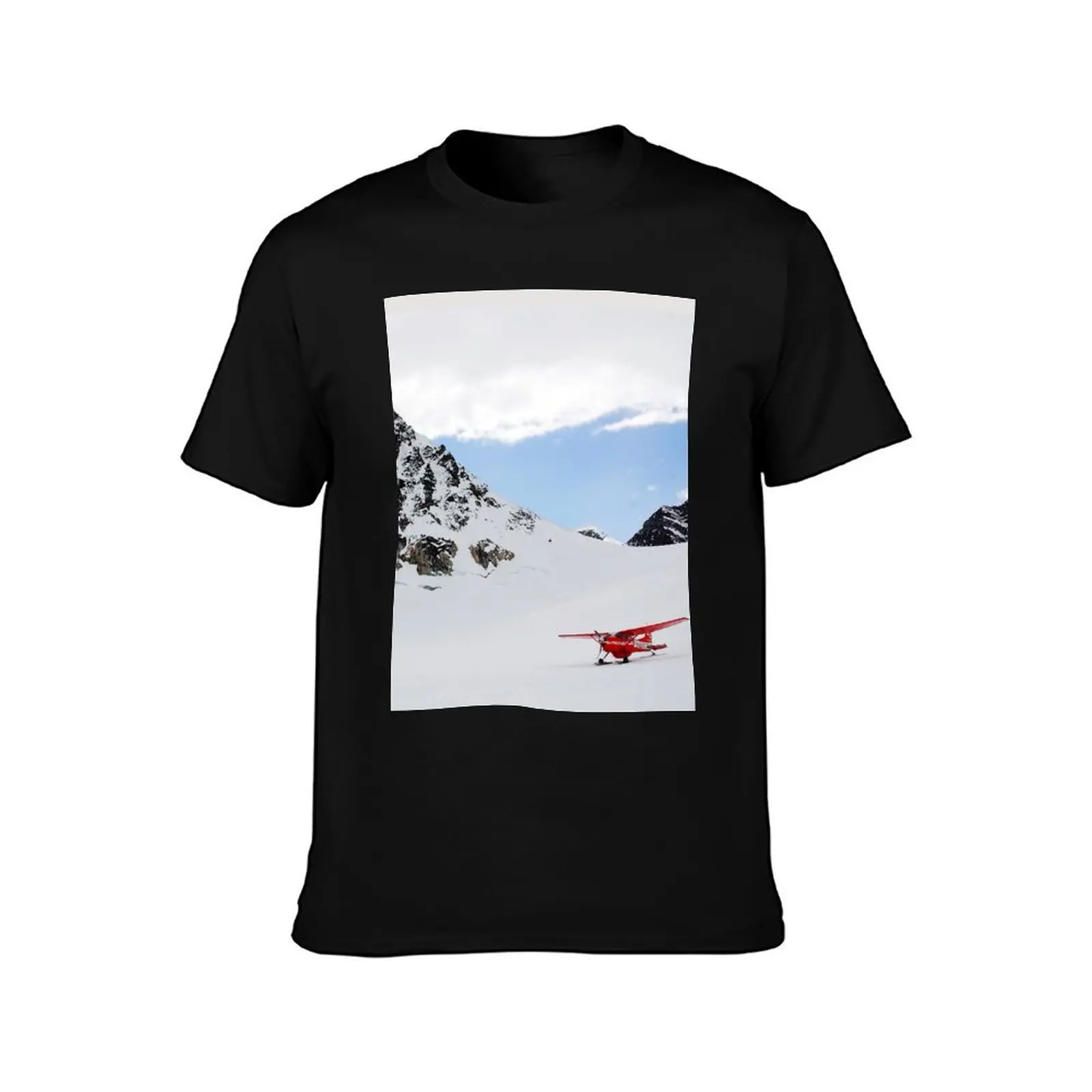 Ski Plane, Landing on a Glacier, Denali National Park, Alaska T-Shirt Sweat Absorbing Sports Tee Shirt T-Shirt