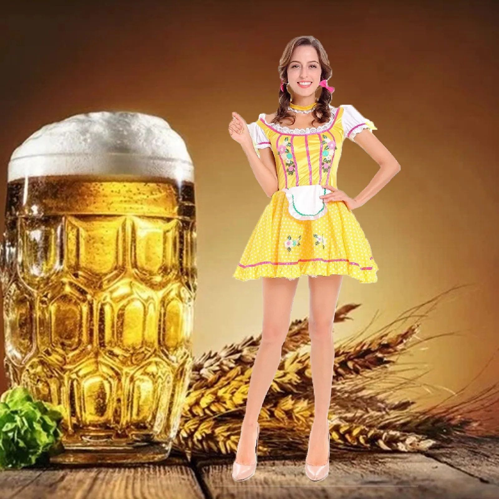 Adult Women Oktoberfest Dirndl Carnival Party Traditional German Bavaria Beer Girl Dress Maid Costume Dress Beer Festival Outfit