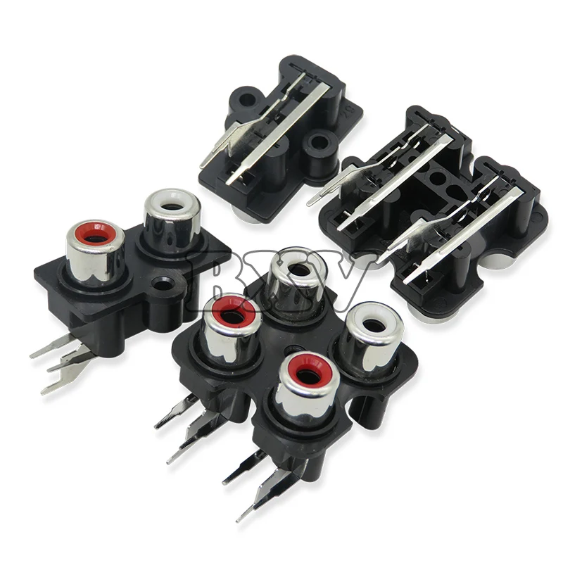 5PCS RCA Female Stereo Audio Jack 2/4/6 Holes AV Audio Input Socket Connector Lotus Row Amplifier Interface Signal Connection