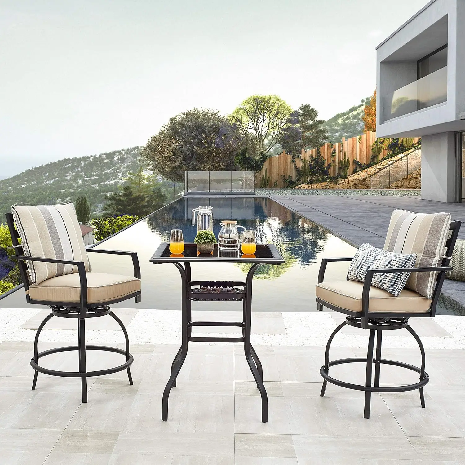 

Patio Stools Outdoor Swivel Bar Height Chairs Set of 2