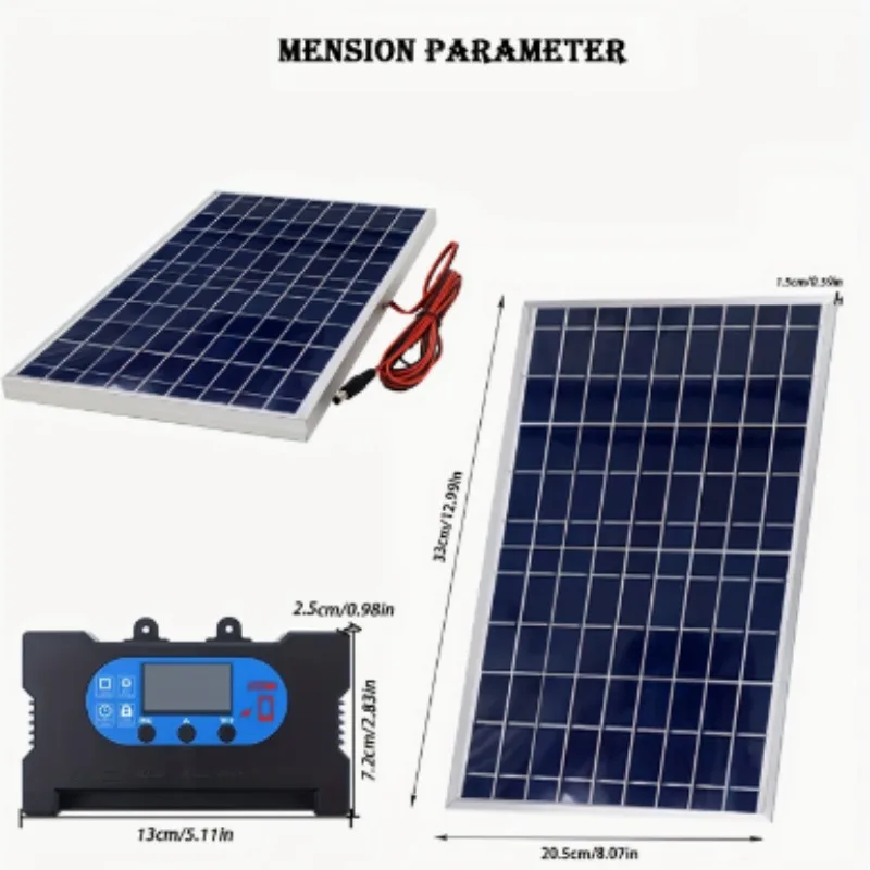Outdoor Solar Charger 18V 10W Flexible Solar Panel Kit with10A -100Acontroller For Travel Camping Phone Car Battery Generator