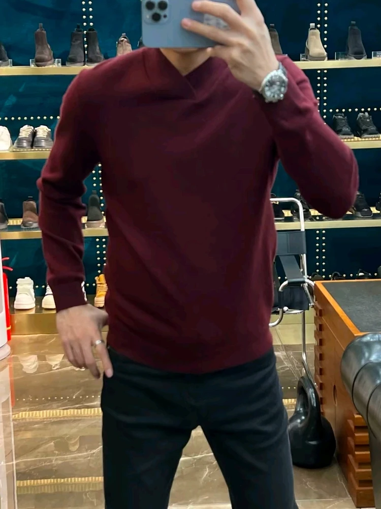 

Мужской вязаный свитер с V-образным вырезом, осенне-зимняя новинка, повседневный, высококачественный, модный, стильный, удобный, с длинными рукавами