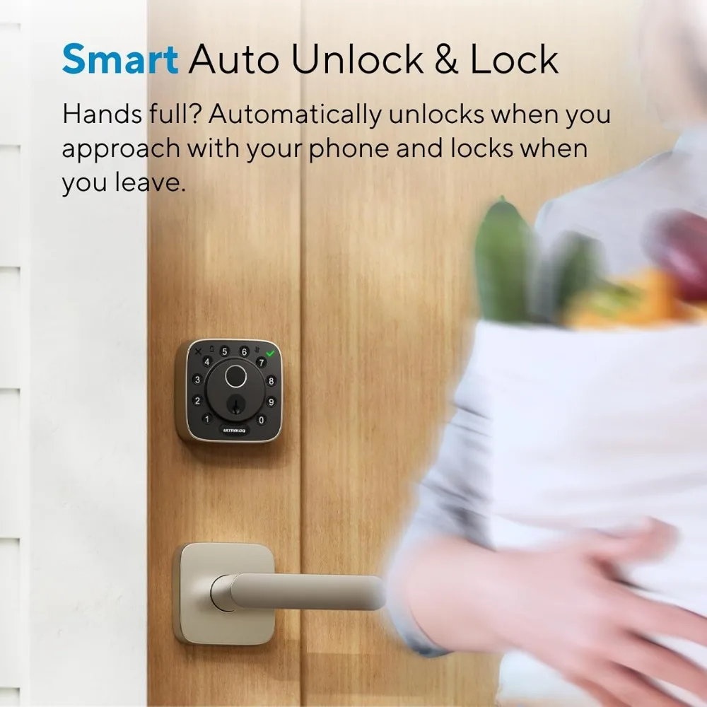 Bolt Fingerprint WiFi Smart Lock with Handle Lever Set, Front Door Lock Set, Keyless Entry Deadbolt with Fingerprint, App Remot