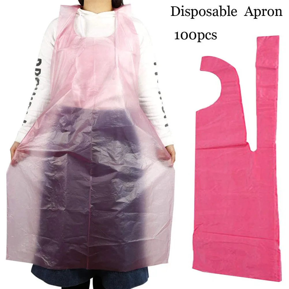 

100Pcs Waterproof Disposable Aprons Oil Proof Pe Kitchen Cooking Painting Picnic Hotpot Disposable Aprons Apron for Cooking