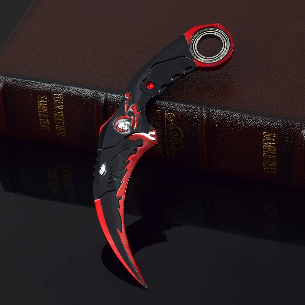 17CM Karambit Game Leven en Dood Perifere Wapen Donkere Maan Dubbele Doornen Metalen Model Mes Zwaard Ornament Geschenken Speelgoed voor Jongens