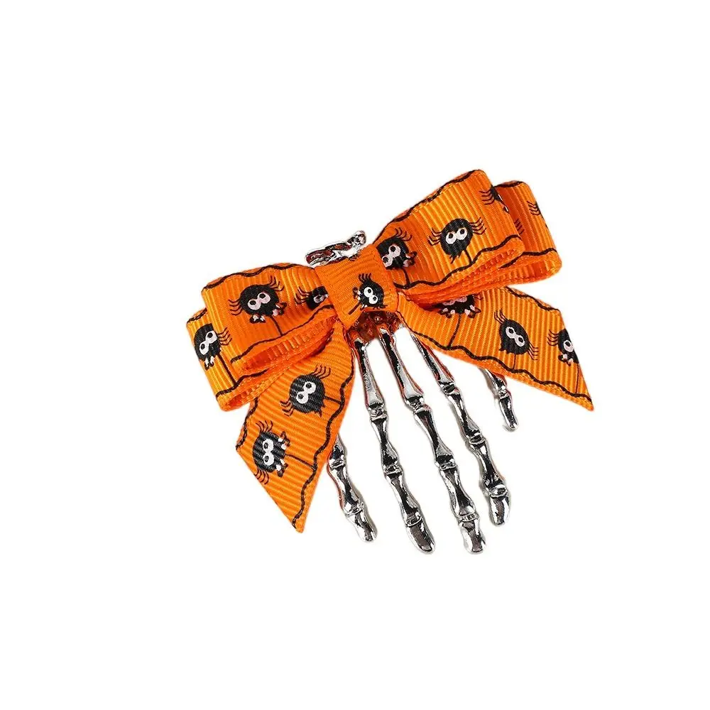 Punk Cloth Ghost Claw Hair Clip Skeleton Headwear Bow Knot Hair Clip Hair Accessories Halloween Hairpin Back Head