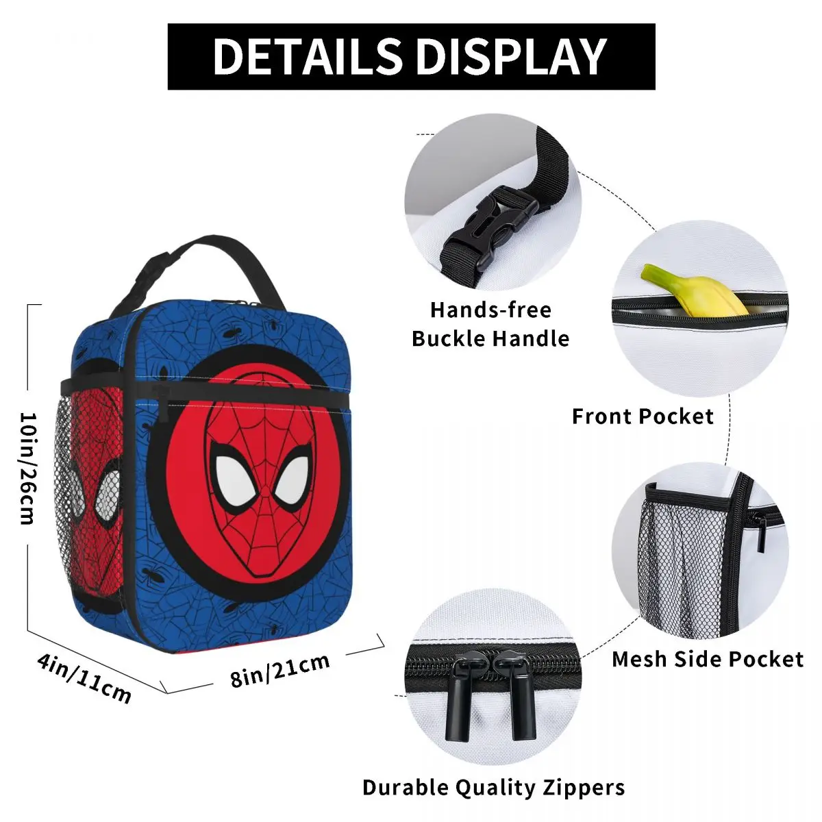 Spider Man Head Logo borse per il pranzo isolate contenitore per il pranzo a tenuta stagna borsa termica Lunch Box Tote Beach Picnic uomo donna