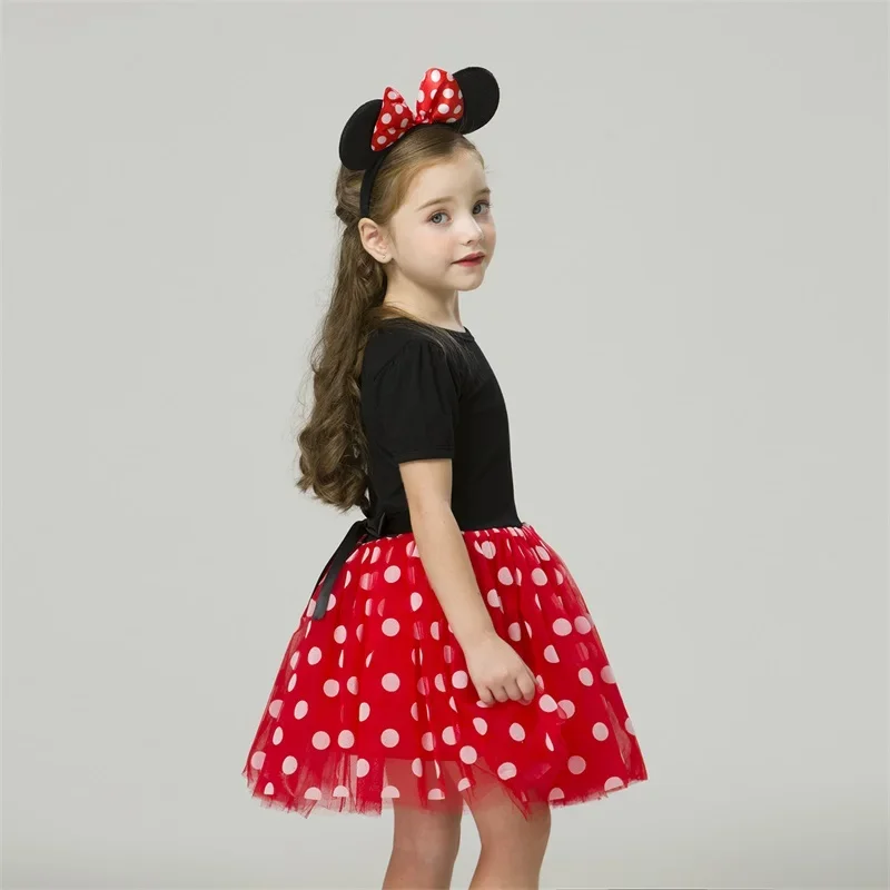 Girls Mickey Minnie Cartoon Mouse Princess Dress Kids Costume Dots Tutu Mickey Fancy Easter Birthday Party Dress Child Clothes