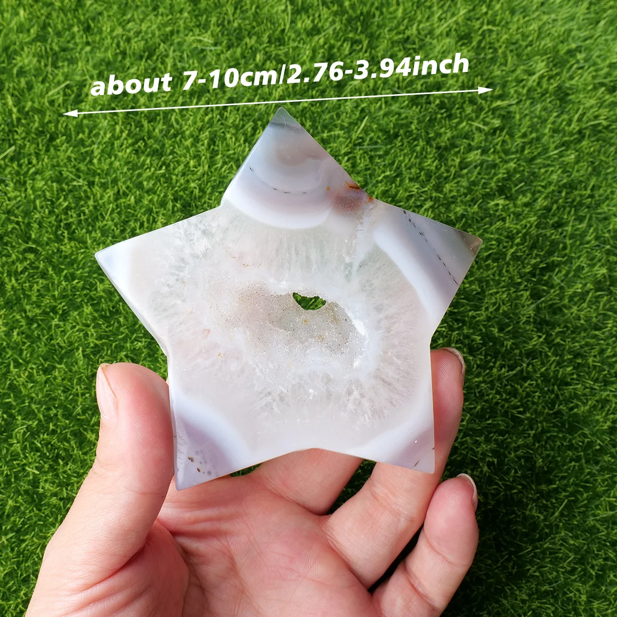 1pc Natural Crystal Agate Mine Star Shaped Raw Stone Hand Polished Pentagram Ornaments Home Desktop Decoration Crafts