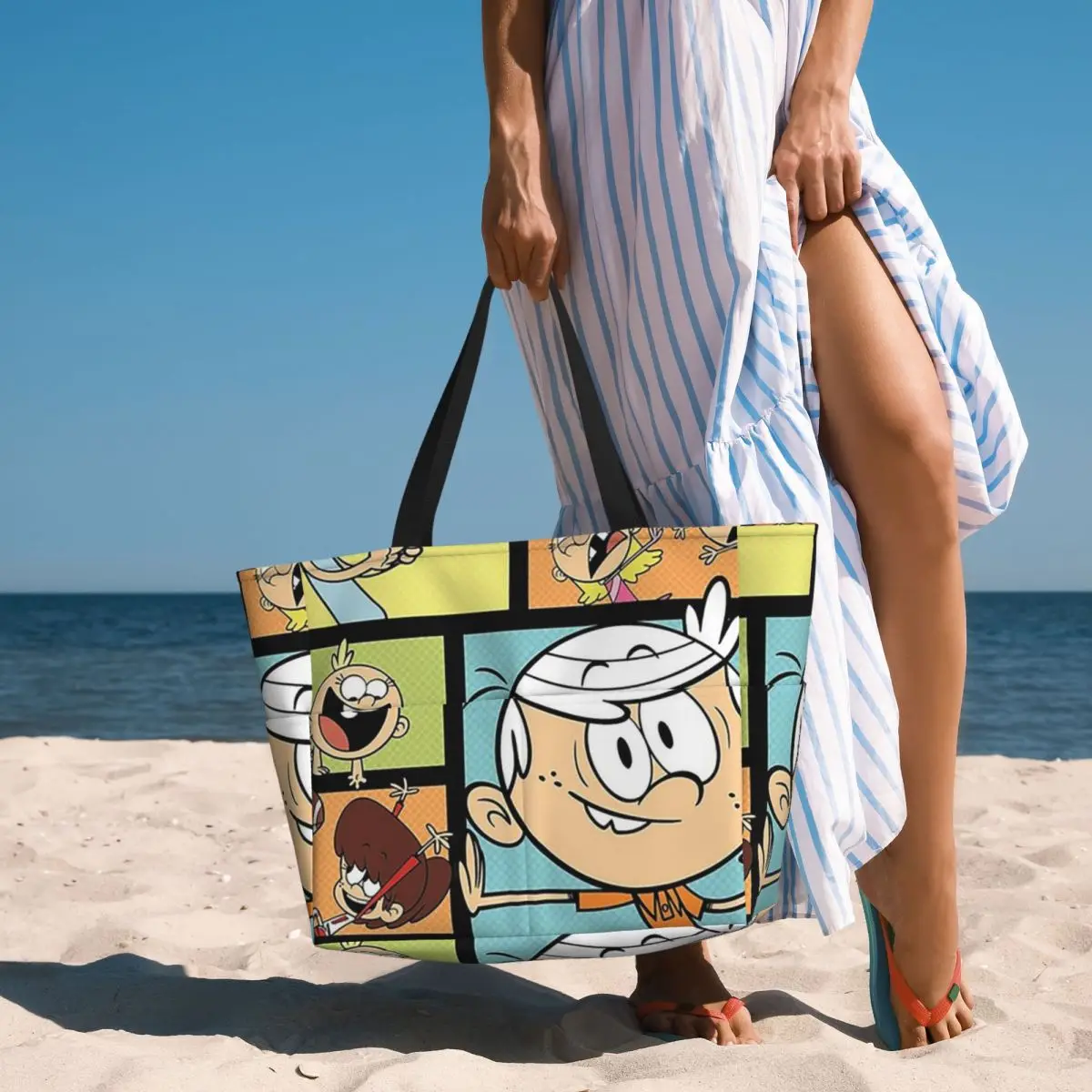 The Loud House Cartoon Beach Tote Bag Sport Gym Yoga Duffle Large Tote Bag Women Travel Bag Fitness bag