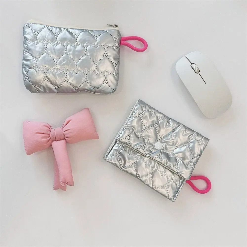 

Love Rhombus Shape Silver Coin Purse Korean Style Ox Cloth Small Item Bag Cosmetic Bag Small Item Bag
