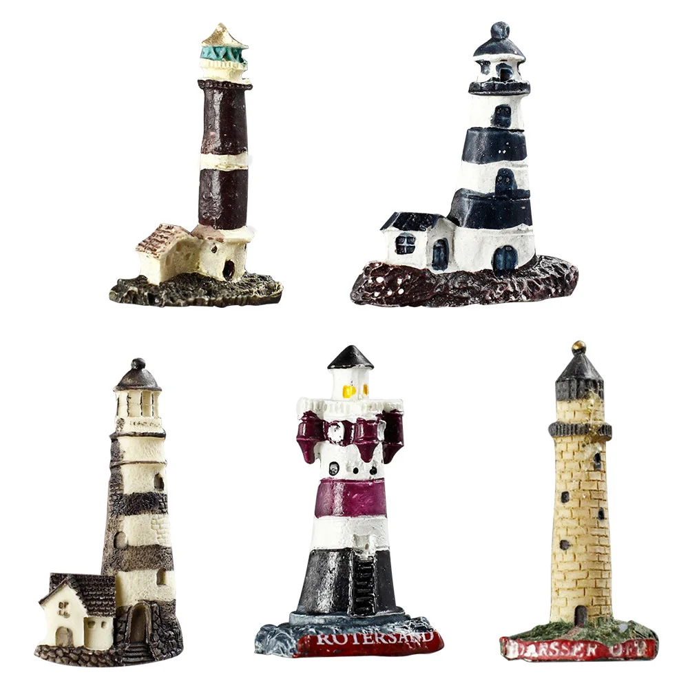 

5Pcs Mediterranean Style Resin Lighthouse Fridge Magnets Decorative Magnetic Stickers Ocean Style Creative Refrigerator
