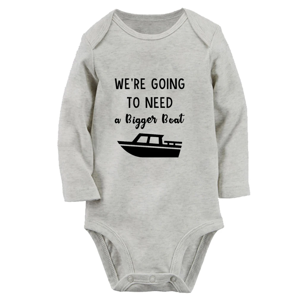 

We're Going to Need a Bigger Boat Cute Baby Rompers Baby Boys Girls Fun Print Bodysuit Infant Long Sleeves Jumpsuit Kids Clothes