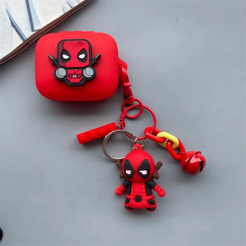 Cartoon Marvel Deadpool Earphone Case for Redmi Buds 6 Active / Buds 4 Active Silicone Protective Cover with Key Chain