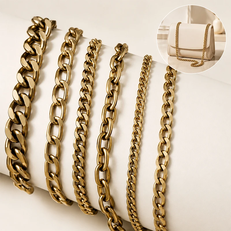 50/100cm Solid Brass Metal Chain Belt Bag Connector Buckle Wallet Purse Decor Chain DIY Jeans DIY Sewing Hardware Accessories