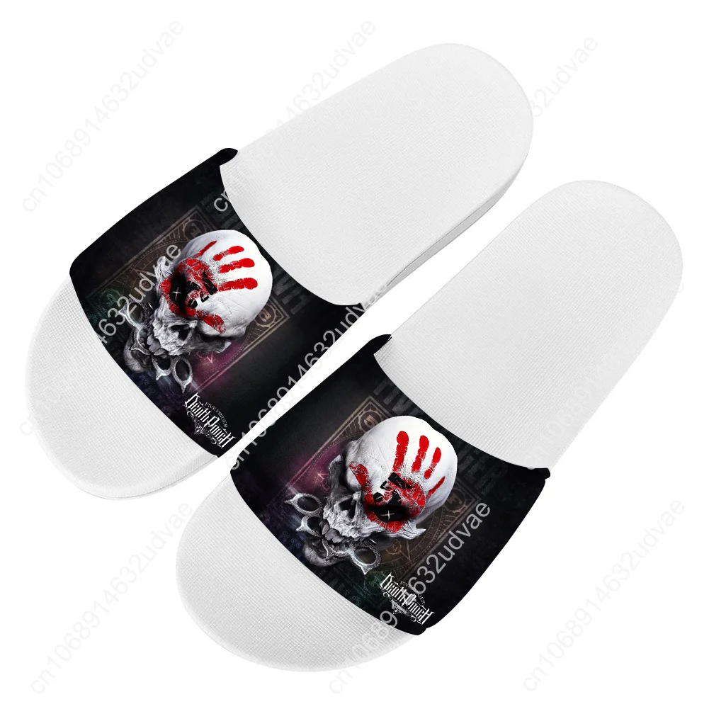 Тапочки с пятью пальцами Death Punch для мужчин, женщин, мальчиков и девочек, шлепанцы на заказ, сандалии с фото текстом, индивидуальная банная обувь, водная обувь белого цвета