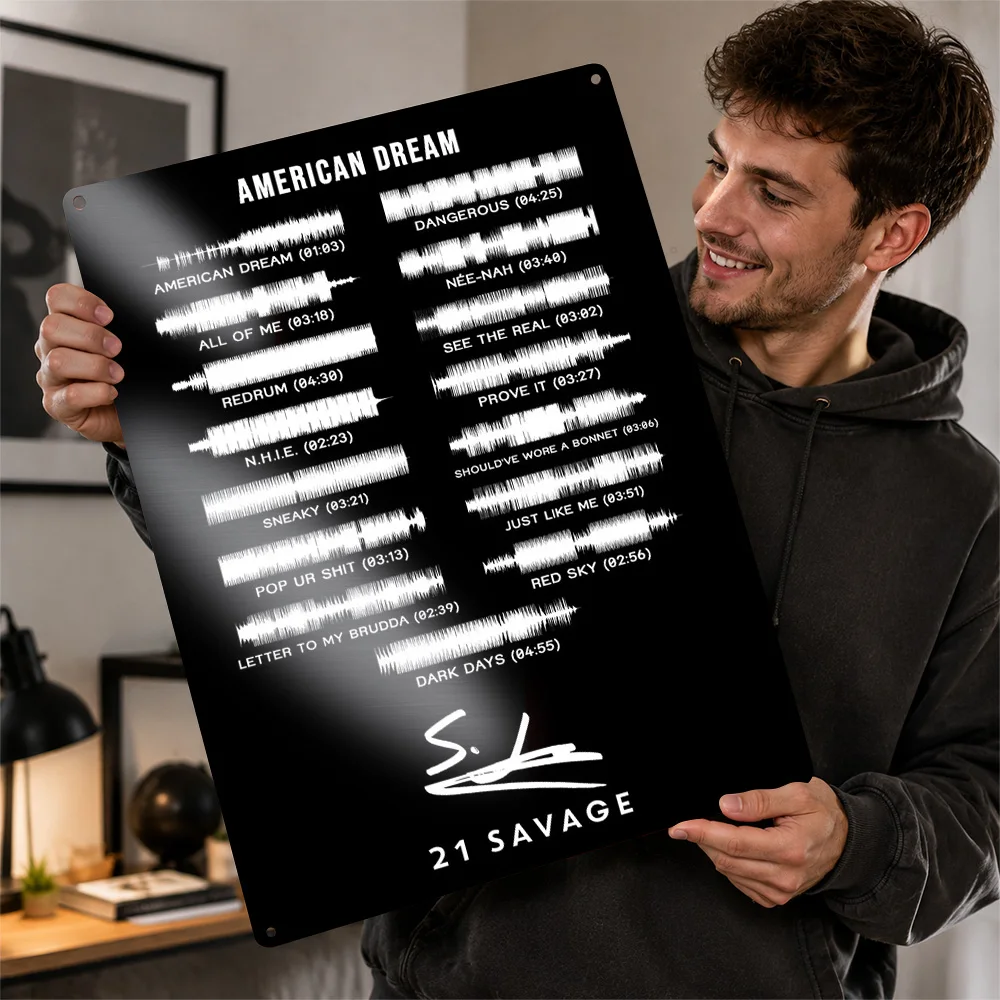 21 Savage Poster Musical Wall Art Customized Retro Metal Tin Sign for Studio Bedroom Home Decor Music Fan Gift Room Decoration